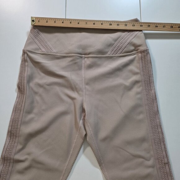 FP Movement by Free People Leggings Womens L Beige Lace Waffle Knit Yoga Pilates - Picture 4 of 16